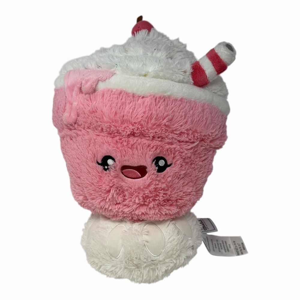 Squishmallows Pink Milkshake Plush 10 Inch Whipped Cream Cherry Sprinkles Straw‎
